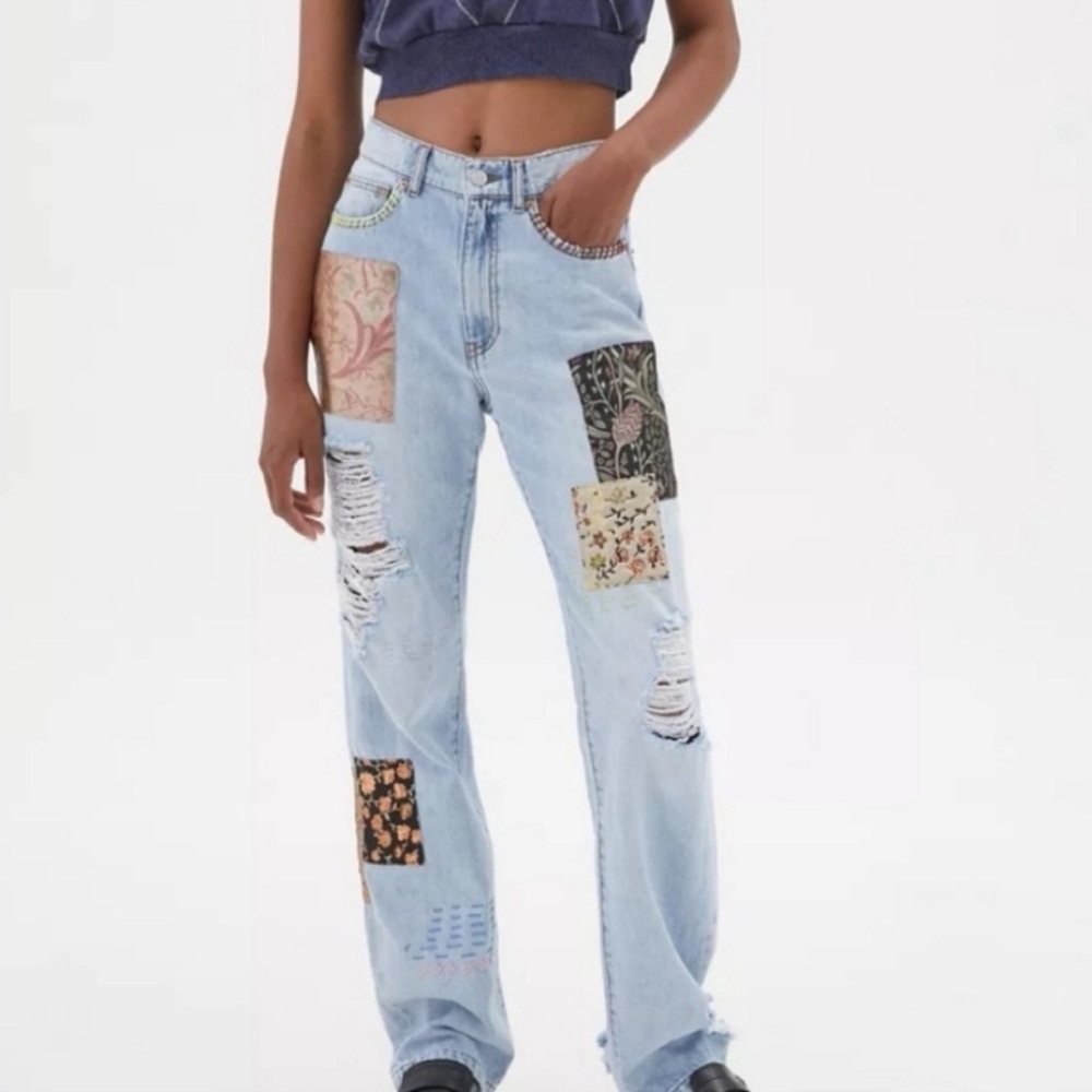 Women's 28 Urban Outfitters BDG Patchwork Embroider High Rise Cowboy Jeans